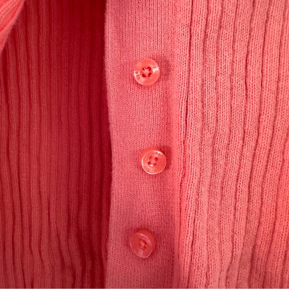 Tommy Hilfiger Coral Ribbed Cardigan w pink trim - Picture 6 of 7